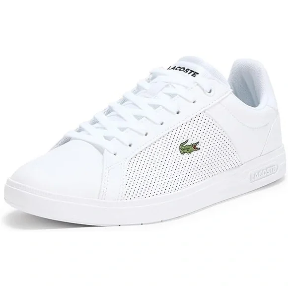 Lacoste White Tennis Shoes with Green Accent - Picture 1 of 11